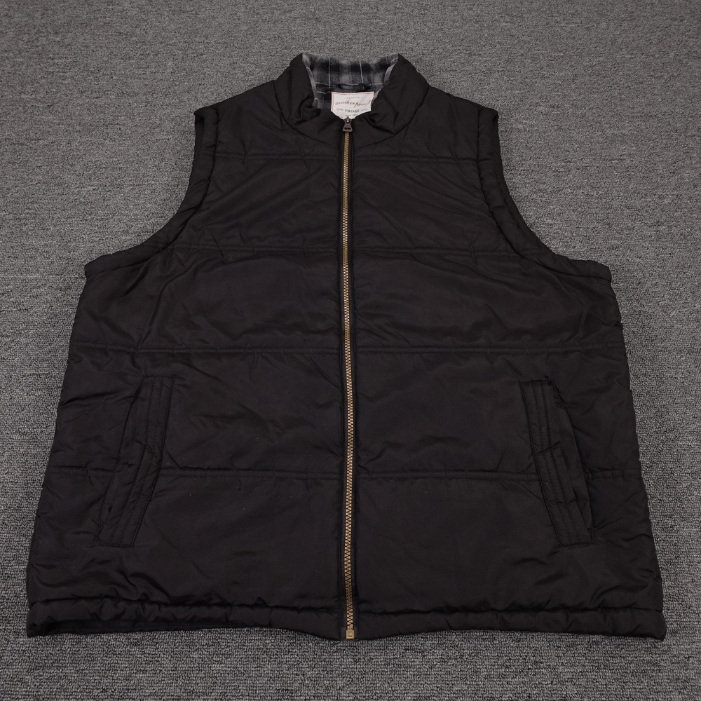 Weatherproof Vintage Vest Mens XL Black Quilted Full Zip Flannel‎ Lined Outdoor